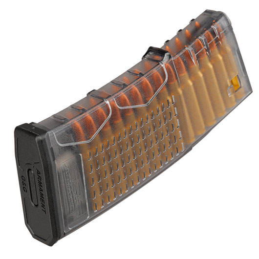 G&G M4 GOM V4 Tactical Polycarbonate-Magazin Mil-Sim Low-Cap 30 Schuss grau-transparent Bild 1