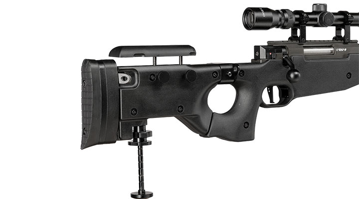 Well L96 AWS-338 Snipergewehr inkl. Zweibein / Zielfernrohr Springer 6mm BB schwarz - Spiral Barrel Edition Bild 11