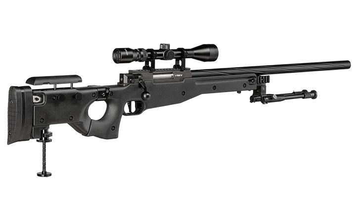 Well L96 AWS-338 Snipergewehr inkl. Zweibein / Zielfernrohr Springer 6mm BB schwarz - Spiral Barrel Edition Bild 4