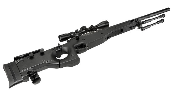 Well L96 AWS-338 Snipergewehr inkl. Zweibein / Zielfernrohr Springer 6mm BB schwarz - Spiral Barrel Edition Bild 5