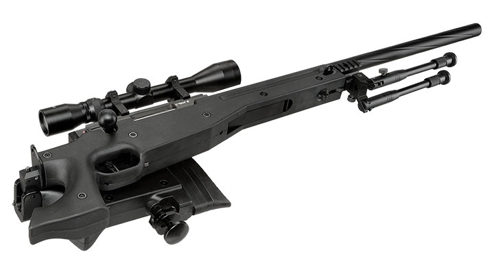 Well L96 AWS-338 Snipergewehr inkl. Zweibein / Zielfernrohr Springer 6mm BB schwarz - Spiral Barrel Edition Bild 6