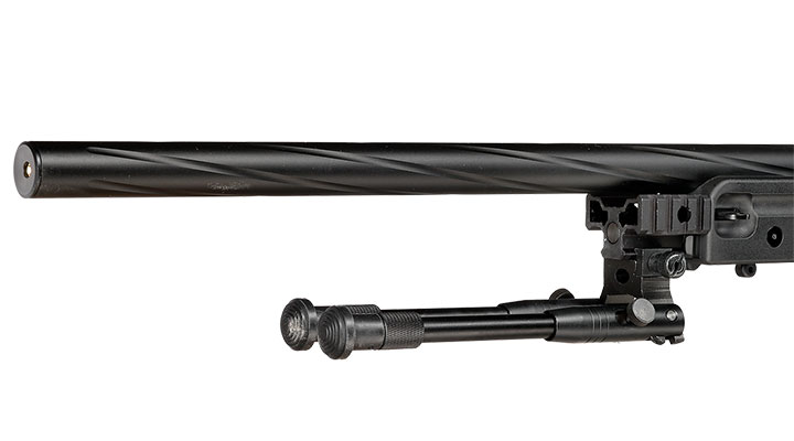 Well L96 AWS-338 Snipergewehr inkl. Zweibein / Zielfernrohr Springer 6mm BB schwarz - Spiral Barrel Edition Bild 7