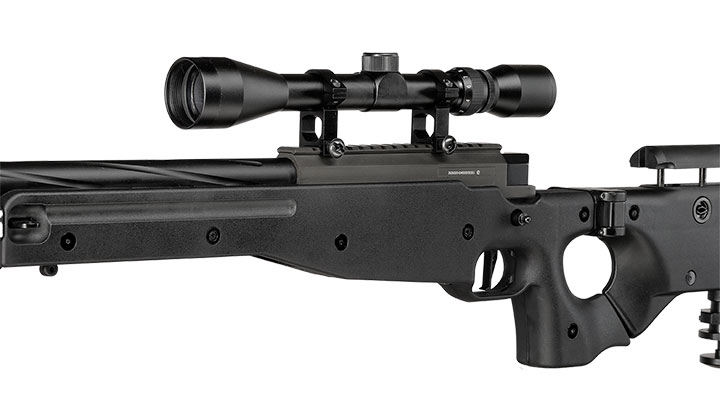 Well L96 AWS-338 Snipergewehr inkl. Zweibein / Zielfernrohr Springer 6mm BB schwarz - Spiral Barrel Edition Bild 8