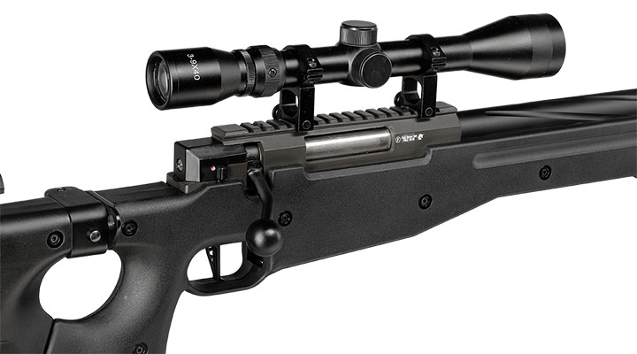 Well L96 AWS-338 Snipergewehr inkl. Zweibein / Zielfernrohr Springer 6mm BB schwarz - Spiral Barrel Edition Bild 9