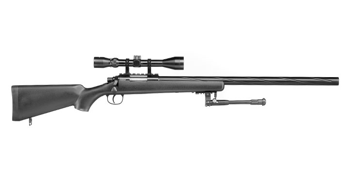 Well M700 Snipergewehr inkl. Zweibein / Zielfernrohr Springer 6mm BB schwarz - Spiral Barrel Edition Bild 3