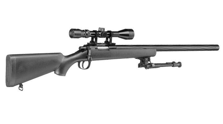 Well M700 Snipergewehr inkl. Zweibein / Zielfernrohr Springer 6mm BB schwarz - Spiral Barrel Edition Bild 4