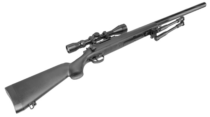 Well M700 Snipergewehr inkl. Zweibein / Zielfernrohr Springer 6mm BB schwarz - Spiral Barrel Edition Bild 5