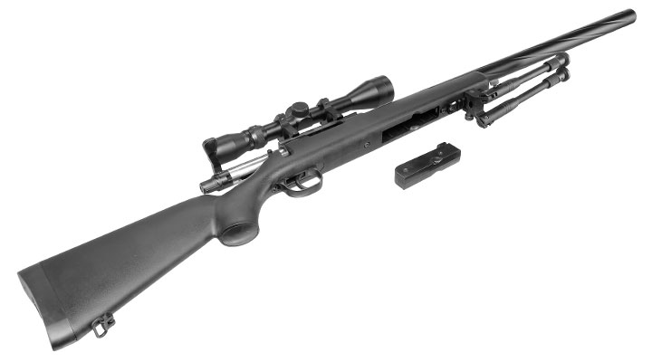 Well M700 Snipergewehr inkl. Zweibein / Zielfernrohr Springer 6mm BB schwarz - Spiral Barrel Edition Bild 6