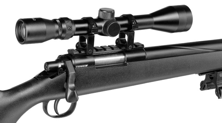 Well M700 Snipergewehr inkl. Zweibein / Zielfernrohr Springer 6mm BB schwarz - Spiral Barrel Edition Bild 9