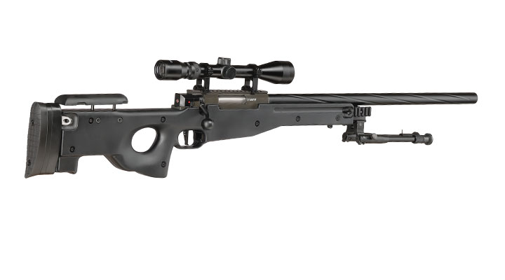 Well L96 Snipergewehr inkl. Zweibein / Zielfernrohr Springer 6mm BB schwarz - Spiral Barrel Edition Bild 4