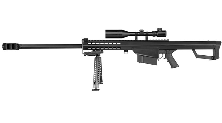 Snow Wolf Barrett M82A1 Vollmetall Bolt-Action Snipergewehr Springer 6mm BB schwarz inkl. 3-9x50E Zielfernrohr Bild 1