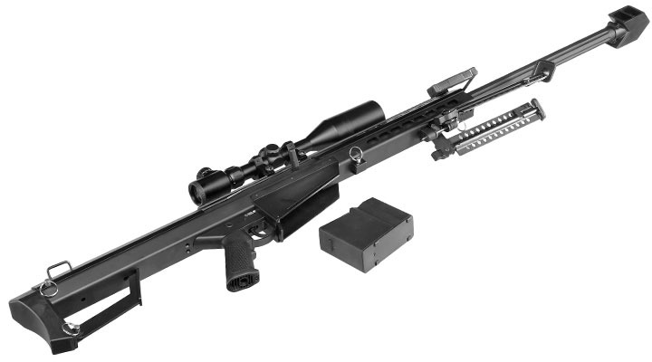 Snow Wolf Barrett M82A1 Vollmetall Bolt-Action Snipergewehr Springer 6mm BB schwarz inkl. 3-9x50E Zielfernrohr Bild 5