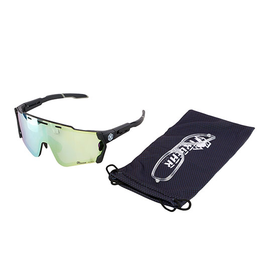 TRGear Tactical Shooting Goggle Schiebrille Komplettset mit Etui schwarz - Glasfarbe gold