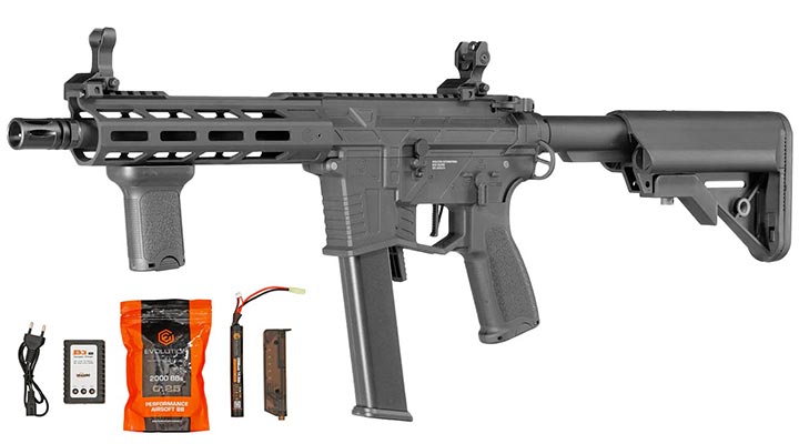 Evolution Reaper 9mm S EMR PCC Carbontech S-AEG 6mm BB schwarz - Komplettset