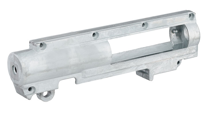 ICS M4 / M16 Split-Design Gearbox M120 komplett Standard Bore-Up Version oben silber MA-56 Bild 2