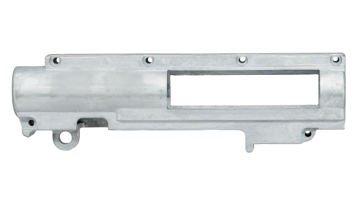 ICS M4 / M16 Split-Design Gearbox M120 komplett Standard Bore-Up Version oben silber MA-56 Bild 4