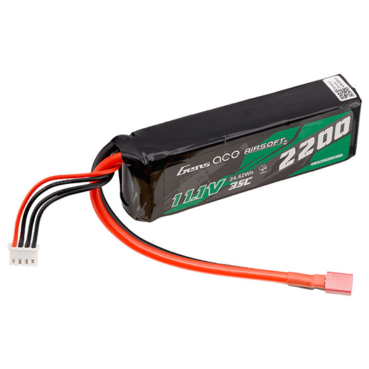 Gens Ace Airsoft LiPo Akku 11,1V 2200mAh 35C / 70C Small-Type m. T-Stecker Anschluss Bild 2