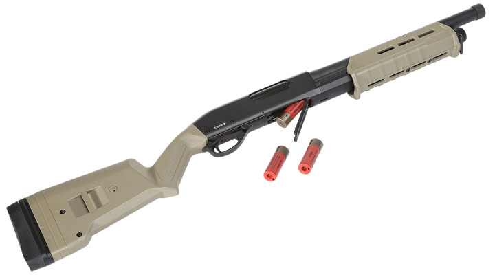 Cyma M870 MP-Style Shotgun Medium-Type Tri-Barrel Vollmetall Springer 6mm BB Dark Earth Bild 5