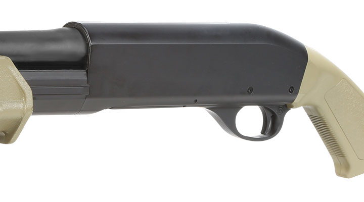 Cyma M870 MP-Style Shotgun Medium-Type Tri-Barrel Vollmetall Springer 6mm BB Dark Earth Bild 7