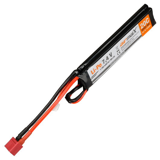 airmaX Airsoft LiPo Akku 7.4V 1100mAh 20 / 40C Small Two-Panel Type m. Deans Anschluss Bild 1