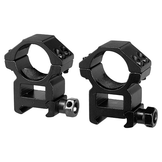 Double Bell High Profile Rings fr 25,4 mm ZF f. 20 - 22 mm Schiene (2 Stck) schwarz