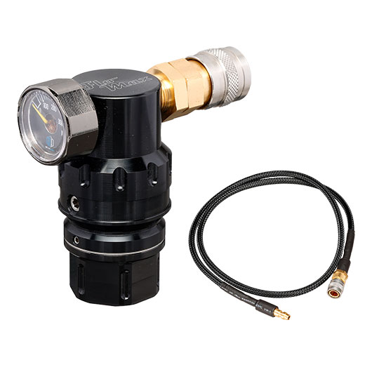 MechLabs Flo Max HPA Regulator schwarz inkl. 39 Zoll Braided Remote-Line schwarz - US-Version