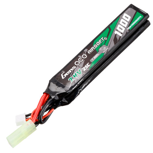 Gens Ace Airsoft LiPo Akku 7,4V 1000mAh 25C / 80C Small Two-Panel Type m. Mini-Tam Anschluss Bild 1