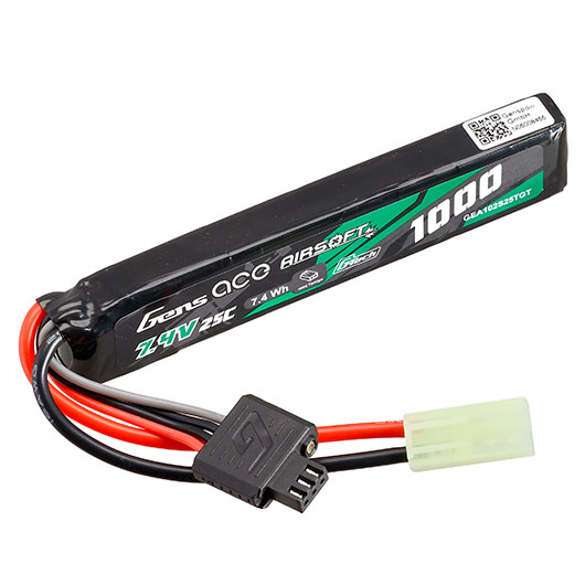 Gens Ace G-Tech Airsoft LiPo Akku 7,4V 1000mAh 25C / 80C Stock-Tube Type m. Mini-Tam Anschluss Bild 2
