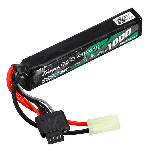 Gens Ace G-Tech Airsoft LiPo Akku 11,1V 1000mAh 25C / 80C Stock-Tube Type m. Mini-Tam Anschluss