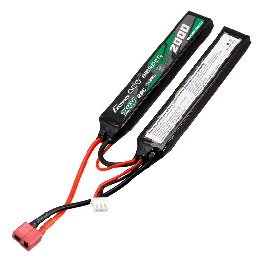 Gens Ace Airsoft LiPo Akku 7,4V 2000mAh 25C / 80C Small Two-Panel Type m. T-Stecker Anschluss