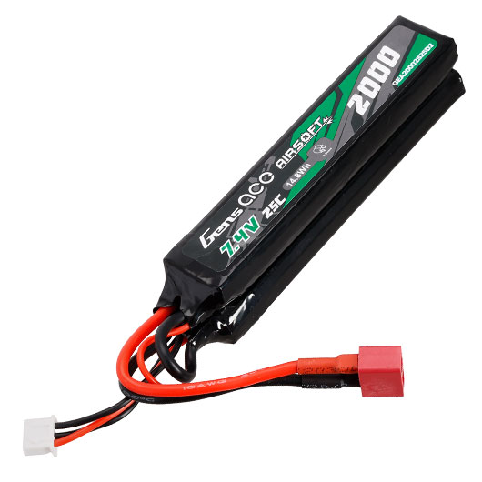 Gens Ace Airsoft LiPo Akku 7,4V 2000mAh 25C / 80C Small Two-Panel Type m. T-Stecker Anschluss Bild 1