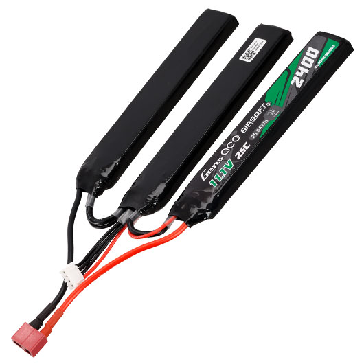 Gens Ace Airsoft LiPo Akku 11,1V 2400mAh 25C / 80C Small-Long Tri-Panel Type m. T-Stecker Anschluss