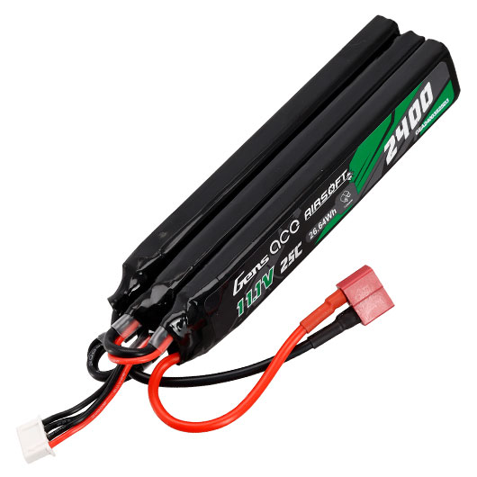 Gens Ace Airsoft LiPo Akku 11,1V 2400mAh 25C / 80C Small-Long Tri-Panel Type m. T-Stecker Anschluss Bild 2
