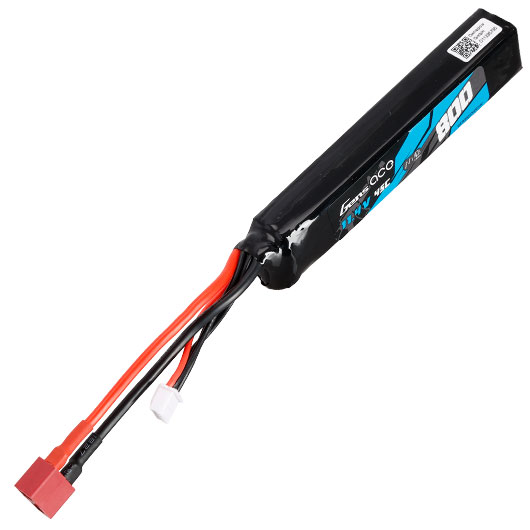 Gens Ace Airsoft LiPo LiHV Akku 11,4V 800mAh 45C Stock-Tube Type m. T-Stecker Anschluss Bild 2