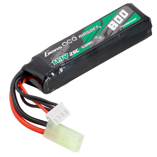 Gens Ace Airsoft LiPo Akku 11,1V 800mAh 25C / 80C Short Stock-Tube Type m. Mini-Tam Anschluss