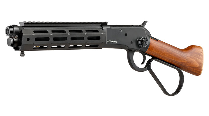 A&K M1873R Short LOCK Unterhebelrepetiergewehr Gas-Bolt-Action 6mm BB schwarz - Echtholz Version