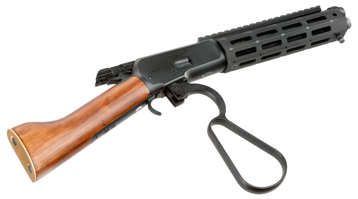 A&K M1873R Short LOCK Unterhebelrepetiergewehr Gas-Bolt-Action 6mm BB schwarz - Echtholz Version Bild 6