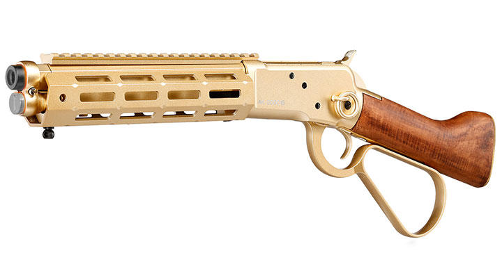 A&K M1873R Short LOCK Unterhebelrepetiergewehr Gas-Bolt-Action 6mm BB gold - Echtholz Version