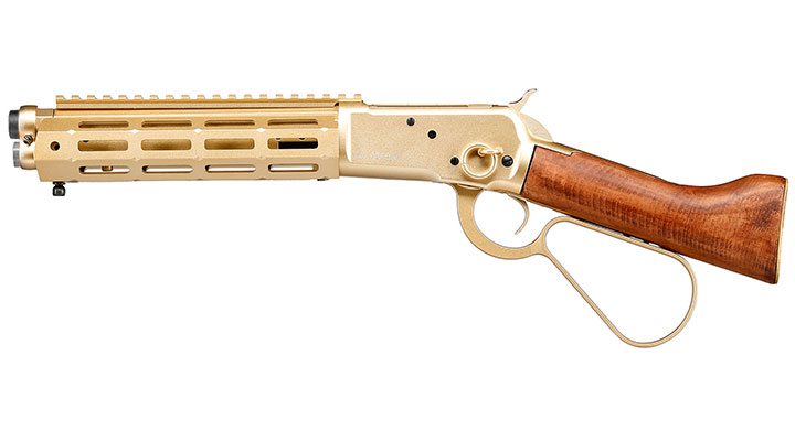 A&K M1873R Short LOCK Unterhebelrepetiergewehr Gas-Bolt-Action 6mm BB gold - Echtholz Version Bild 1