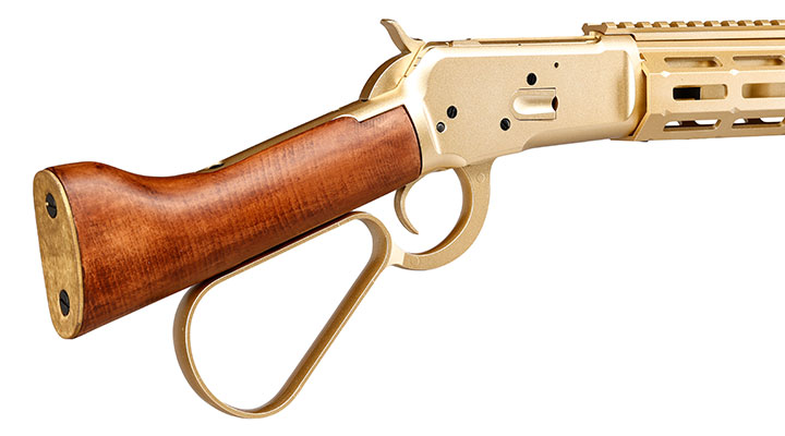 A&K M1873R Short LOCK Unterhebelrepetiergewehr Gas-Bolt-Action 6mm BB gold - Echtholz Version Bild 10