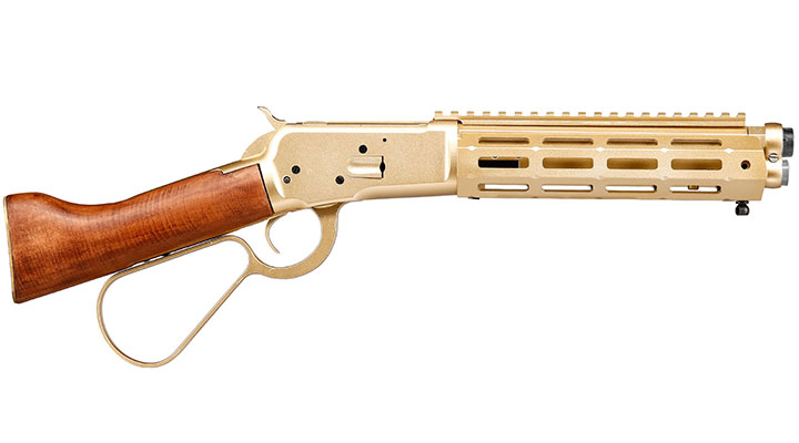 A&K M1873R Short LOCK Unterhebelrepetiergewehr Gas-Bolt-Action 6mm BB gold - Echtholz Version Bild 2
