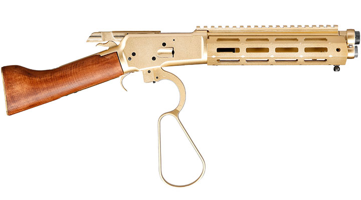 A&K M1873R Short LOCK Unterhebelrepetiergewehr Gas-Bolt-Action 6mm BB gold - Echtholz Version Bild 3