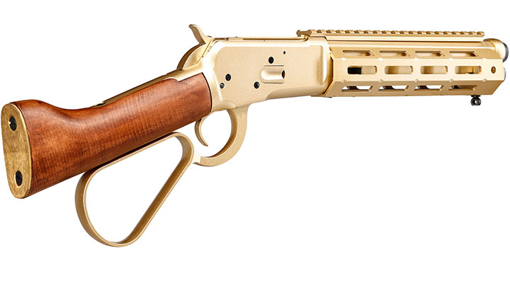 A&K M1873R Short LOCK Unterhebelrepetiergewehr Gas-Bolt-Action 6mm BB gold - Echtholz Version Bild 4