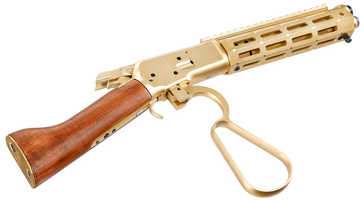 A&K M1873R Short LOCK Unterhebelrepetiergewehr Gas-Bolt-Action 6mm BB gold - Echtholz Version Bild 6
