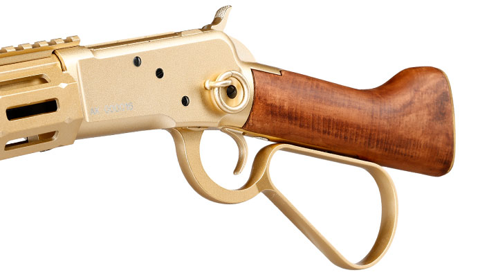 A&K M1873R Short LOCK Unterhebelrepetiergewehr Gas-Bolt-Action 6mm BB gold - Echtholz Version Bild 8