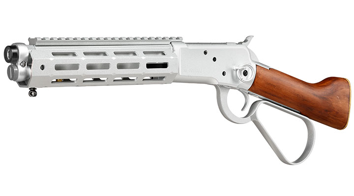 A&K M1873R Short LOCK Unterhebelrepetiergewehr Gas-Bolt-Action 6mm BB silber - Echtholz Version