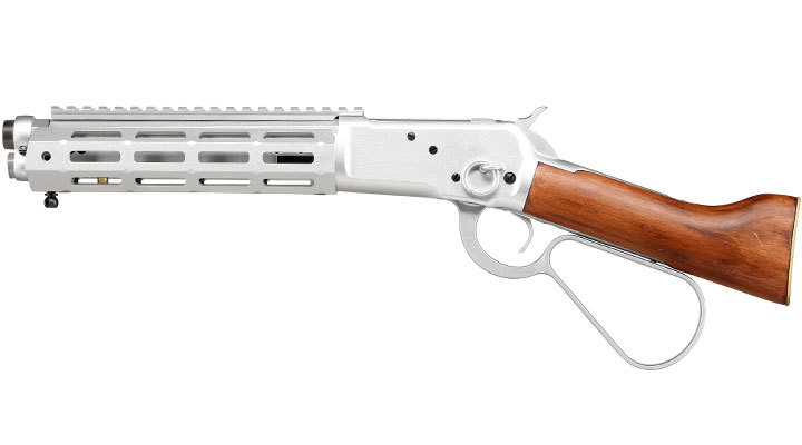A&K M1873R Short LOCK Unterhebelrepetiergewehr Gas-Bolt-Action 6mm BB silber - Echtholz Version Bild 1