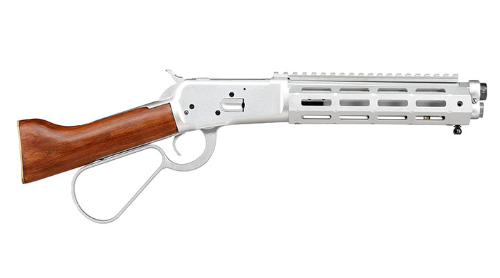 A&K M1873R Short LOCK Unterhebelrepetiergewehr Gas-Bolt-Action 6mm BB silber - Echtholz Version Bild 2
