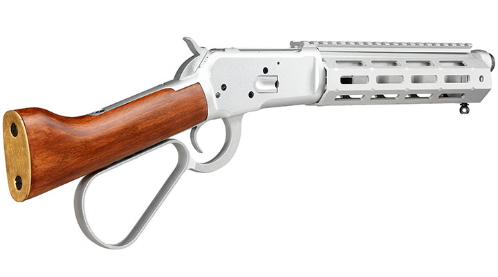 A&K M1873R Short LOCK Unterhebelrepetiergewehr Gas-Bolt-Action 6mm BB silber - Echtholz Version Bild 4