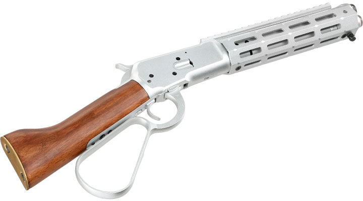 A&K M1873R Short LOCK Unterhebelrepetiergewehr Gas-Bolt-Action 6mm BB silber - Echtholz Version Bild 5